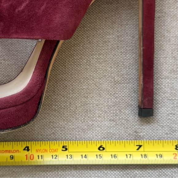 JIMMY CHOO Size SAPHIE Burgundy Suede Crystal Heels Sandals Shoes EU 37 US 7 - Picture 5 of 15